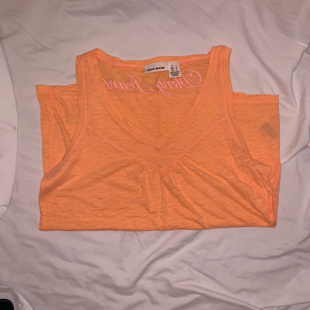 DKNY Jeans Sleeveless Orange Tank Top Large Lightweight Cotton Summer Top